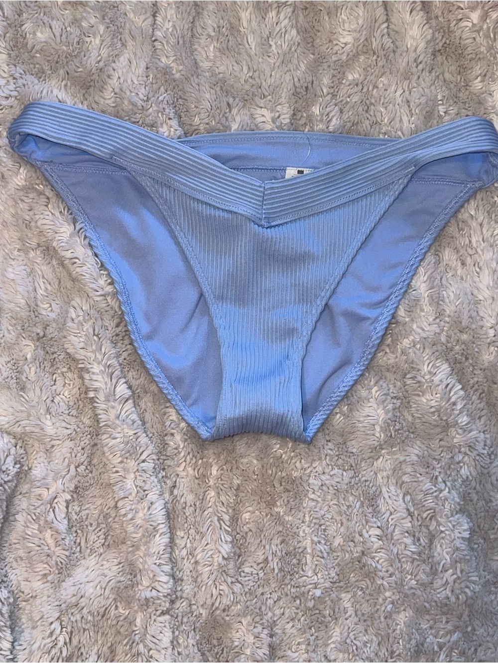 HOLLISTER Light Blue Ribbed V-Cut Bikini Bottom